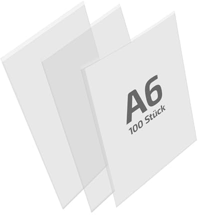 REIF Hamburg 100 Stück Taschenhülle selbstklebend DIN A6 hoch, Vinyl-Weichfolie glasklar 0,140 mm, Selbstklebetaschen transparent, Made in Germany