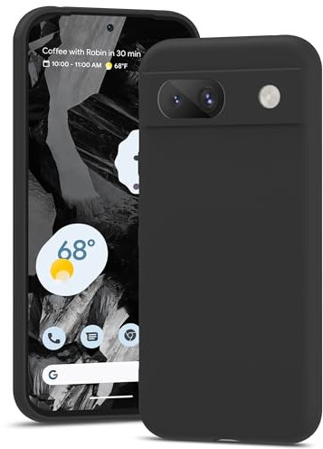YATWIN Silicone Case for Google Pixel 8A, Soft-Touch, Shockproof, DustProof, Antiskid Full Body Armour Phone Cover for Google Pixel 8A 5G - Black