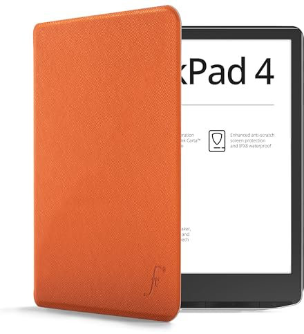 Forefront Cases Étui pour Pocketbook InkPad 4 et Pocketbook InkPad Color (Colour) 3 et 2 - Orange - Mince, Léger et Protection Coque, Fonction Automatique Veille/Réveil Intelligente Étui (Housse)