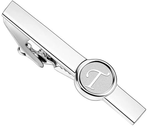 Pinces à cravate, Pince à cravate avec initiale T, Acier Inoxydable Pince à Cravate avec lettre de l'alphabet, Pince à Cravate Personnalisée Skinny, pour Homme, Affaires, Marié, Mariage, Argent