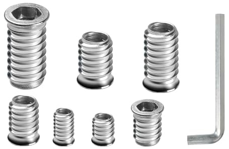 FOMGIIN Insert Fileté Bois M5x10mm, 40 Pièces Inserts D'écrou Borgne Ecrou Hexagonal, Douille Filetée Visser Insert Écrous à Metal Zinc Intérieur Manchons a Visse Vis Tête, pour Meubles en Bois