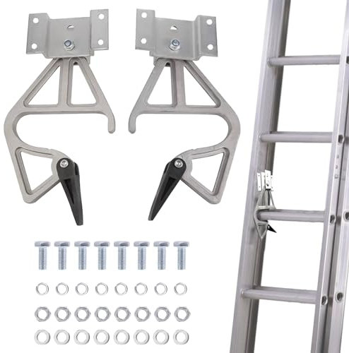GDJZXD 2 Pcs Aluminum Ladder Lock Kit, Extension Ladder Locks, Plum Blossom Disc Buckle Ladder Lock, Ladder Rung Locks, Telescopic Ladder Fixtures, Ladder Accessories for Extension Ladders