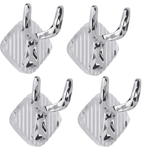 Porte Manteau 4 Pièces Crochet Adhésif Transparent Et Fort Forte Capacité De Charge Crochet Fixé Au Mur Convient À La Salle De Bain Douche Cuisine Derrière La Porte Peut Être Suspendu Serviette