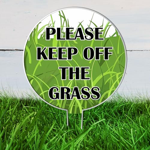 Please Keep Off the Grass Green Acrylic Garden Sign - Durable Lawn Protection Stake with Grass Design for Gardens, Lawns, and Public Spaces - Visible and Stylish Lawn Preservation Sign
