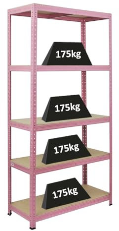 PROREGAL Étagère Charge Lourde Pink Lady | HxLxP 180x90x40cm| Capacité de Charge 175kg | 5 Niveaux | Pink