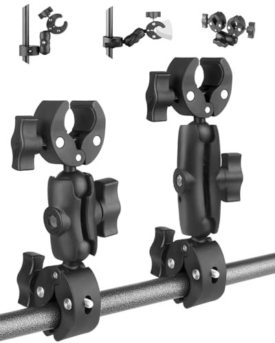 JEBUTU Double Super Clamp (2 Pieces), Heavy-Duty Motorcycle Clamp Bracket with Double Ball Head, Action Camera Mount, Super Clamp for Light Stand Umbrella Tripod Reflector Bike Handlebar