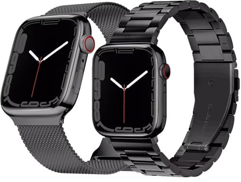 Hongxinzhan Pack von 2 Metall Ersatz Armband kompatibel mit Apple Watch Armband 45/44/42/49mm(S1-S9,Ultra1/2)/46mm(S10), verstellbare Premium Edelstahl Armbänder für iWatch Serie 10/9/8/7/6/5/4/3/2/1