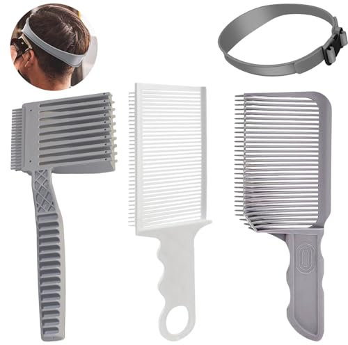 4 Set de Haircut de Cheveux, Peignes Pochoir de Coupe de Cheveux, Pochoir de Transition, Peignes de Coiffure, Bande de Coupe de Cheveux Incurvée, pour Adultes, Homme et Enfants DIY