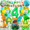 Dino Geburtstag Deko 4 Jahre, Dinosaurier Geburtstagsdeko 4 jahre Junge mit 3D XXL Dino Luftballon, Happy Birthday Girlande, Dino Party Folienballon Grün Dschungel Deko für Dino Deko Kindergeburtstag
