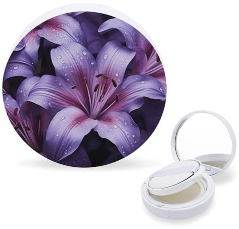 Étui vide portable à coussin d'air, motif fleurs de lys violettes, conteneur de voyage rechargeable pour fond de teint, BB crème avec houppette à poudre et miroir