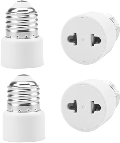 Powice 4 Stücke E27 Adapter Steckdose, Lampenfassung E27, Glühbirnen-Steckdosen-Adapter E27, E27 Fassung zum Anschrauben für Veranda Garage Kamera Terrasse, 2-Polig, Weiß