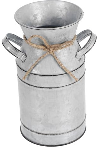 Zerodeko Vaso in Lattina Zincata - Decorazione French Chic - Portafiori Vintage in Stile Country - Secchiello in Metallo Rustico