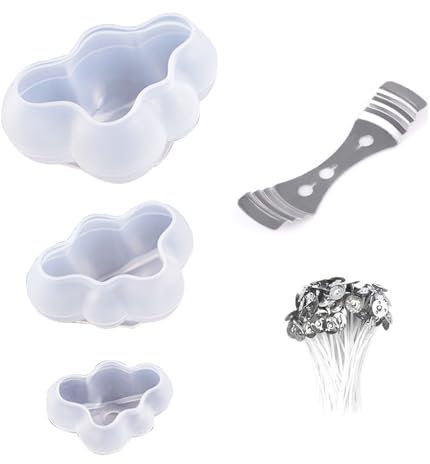Lot de 3 moules à bougies en silicone - En forme de nuage - Réutilisables - Pour l'artisanat, le bricolage, les bijoux, les bougies à bulles