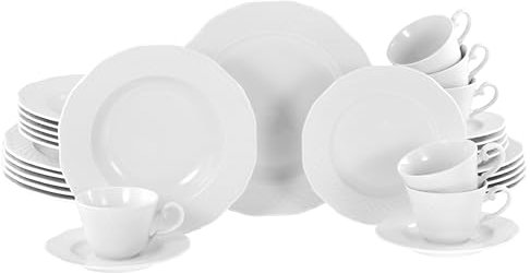 CreaTable, 24591, Serie Arianne, 30-teiliges Geschirrset für 6 Personen, Kombiservice aus Porzellan, spülmaschinen- und mikrowellengeeignet, Made in Europe