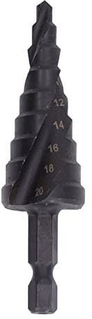HSS -Stiefmaschinenbohrer Bit -Verschleiß Resistantes Loch Reamer Hex Schaft Werkzeug für Metall, Glatte Saubere Schnitte für Schnurlose Bohrer, 1 X Stufenbohrer Bauarbeiter, Schwarz (9 Stufen (4–20