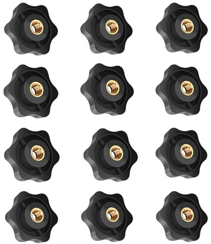 OYUUJII Ecrou à Poignée en Étoile M8,12 Pcs Bouton de Serrage M8 Vis Moletés Filetage Moleté Bouton de Serrage pour Machines et ÉQuipements,Meubles,Appareils De Fitne,Machines-Outils