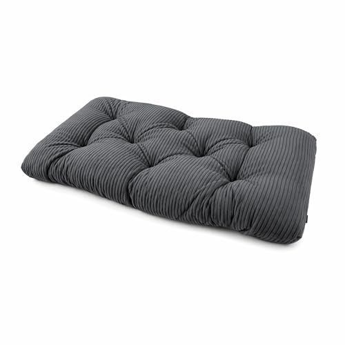 POKAR Palettenkissen Sitzkissen 120x60x12 cm aus Cordstoff | Gestepptes Sitzpolster für Europalettenmöbel | Loungekissen für Palettensofa und Gartenmöbel | Oeko-TEX | Made in EU | Dunkelgrau