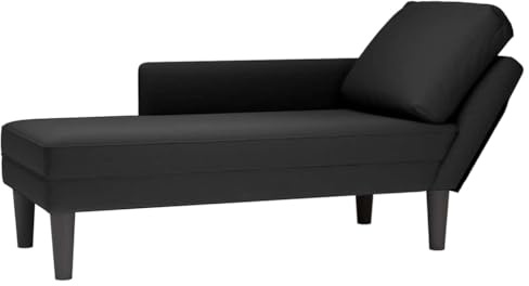 RCODSSK Chaiselongue mit rechter Armlehne Samt in schwarz, Chaiselongue mit Armlehne und Kissen, inklusive Lendenkissen für das Wohnzimmer
