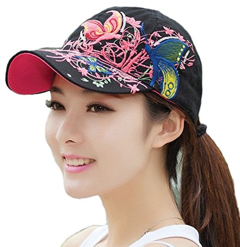 Baseballkappe für Damen, Schmetterlingsmotiv, Snapback-Hut, Sonnenhut, Trucker-Mütze, Wandern, Schmetterling, voll bestickt, verstellbarer Riemen