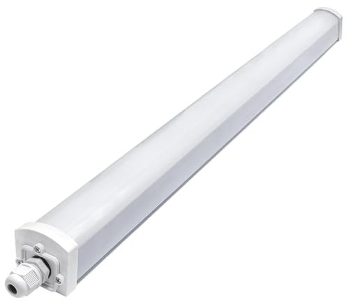 Long Life Lamp Company 36W 4ft Industrial LED Batten Tube Light Surface Mount or Hanging IP Rated Triproof Fittng in Cool White T8 Fluorescent Replacement Ceiling