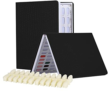 BNG Nail Display Book 120 Colors Nail Art Colour Chart, Professional Gel Polish Nail Display Card with 120 Pcs False Nails Tips For Salon Nail Art Showing, Black Leather Book Nail Color Display