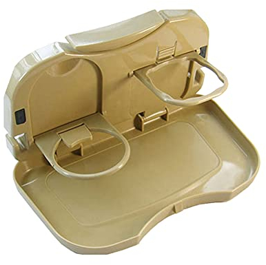 B24C Auto Rücksitz Getränkehalter & Klapptisch – Faltbarer Kunststoff Becher- & Dosenhalter mit Tablettfunktion – Ideal für Reisen und Pendeln