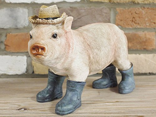 giftwarez Vintage Resin Home Garden Pig Animal Sculpture Figurine Statue Large Ornament E