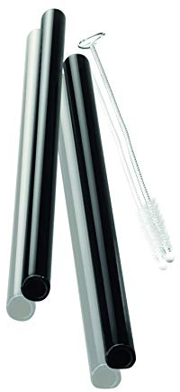 Glastrinkhalm FUTURE, 18 cm schwarz 4 Stück mit Bürste