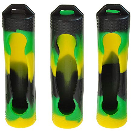 Armerah 18650 eCig Vape Battery Protective Case Cover Sleeve Silicone Rubber 3 Pack Black-Green-Yellow