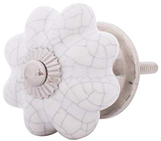 Knober 1 X Möbelknopf Weiß | Krakeliert | Montur aus Edestahl silber| Möbelknöpfe 40mm Knauf | Türgriff Gewinde metrisch M3 | Blanc