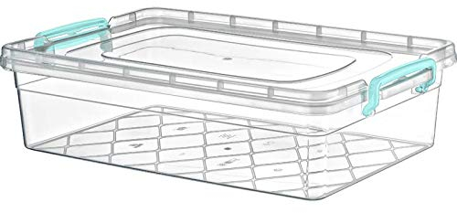 Heavy Duty Clear Plastic Storage Boxes Stackable Containers with Locking Lid (2, 9 Litre)