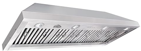SINDA 48 Inch 1150 CFM Recessed Hood, Stainless Steel Under Cabinet Range Hood, Kitchen Range Hood with Liner and SINDA Internal Motor, 4 Fan