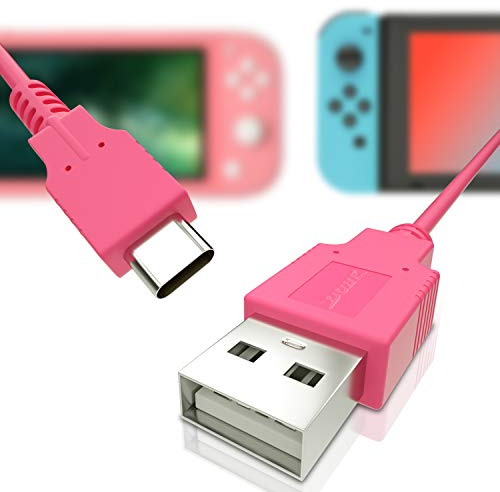 HEATFUN USB C Charger for Nintendo Switch, Fast Charging Cable for Nintendo Switch, MacBook, Pixel C, LG Nexus 5X G5, Nexus 6P/P9 Plus, One Plus 2, Sony XZ and More - Pink (4.92ft)