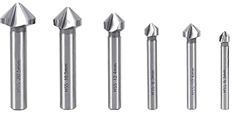 Dtoterul Avellanador para Metal 6 Piezas Avellanador 90°HSS Juego Brocas Avellanadoras Avellanador Metal Broca Avellanadora Avellanador Madera, 6.3/8.3/10.4/12.4/16.5/20.5mm