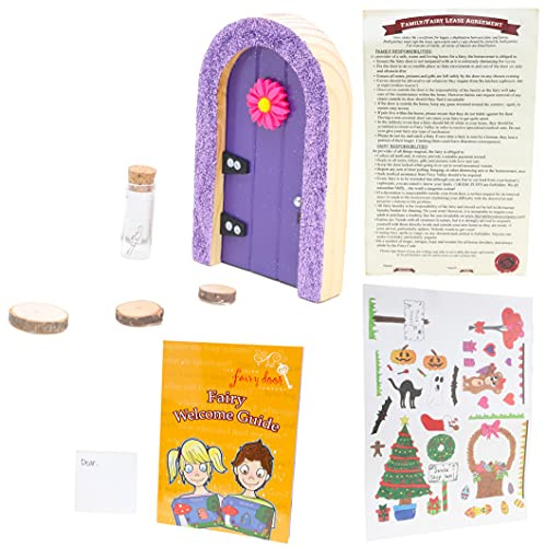 The Irish Fairy Door Limited Edition Gift Set - Exclusive Purple Door With Glitter Arch, Fairy Agreement & Accessories