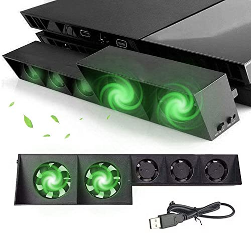 PS4 Ventilador de refrigeración con 5 ventiladores, estación PS4, turbo, USB, externo, PS4, control de temperatura, ventiladores de refrigeración axGear