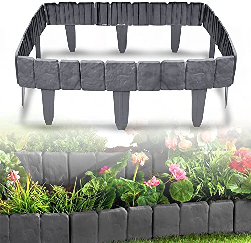 XMTECH Rasenkante Steinoptik Anthrazit 7,5m Gartenbegrenzung Kunststoff | Einfache Anpassung, stabile Verbindung, passend für Pflanzenflächen, Gartenwege und Außenbereiche mit vielseitiger Nutzung