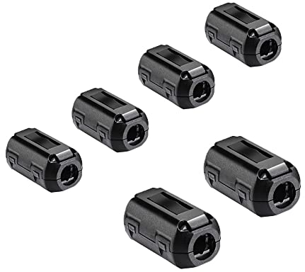 Aiqeer 6 Stück Ferrite Ring Cores Set, Ferrit Ringkern Cable-Clip, RFI EMI Entstörfilter Ferritfilter, Klappferrit Ferritkern (3.5 mm, 5 mm, 7 mm Innendurchmesser)