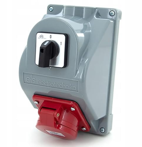 ELS Elektrotechnika Baustromverteiler Wandverteiler Wandsteckdosen mit 1x CEE 32A Steckdose und Schalter 0-1. Stromverteiler verdrahtet, anschlussfertig für Indoor/Outdoor-Bereich