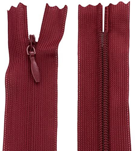 AERZETIX - C61735 - Satz mit 10 Reißverschlüssen unsichtbar 50cm Nicht trennbar - reißverschluß mit Gestell - Farbe Bordeaux - Lederwaren Jeans Hosen Kleid Rock Schieber kleidungsstück nähen