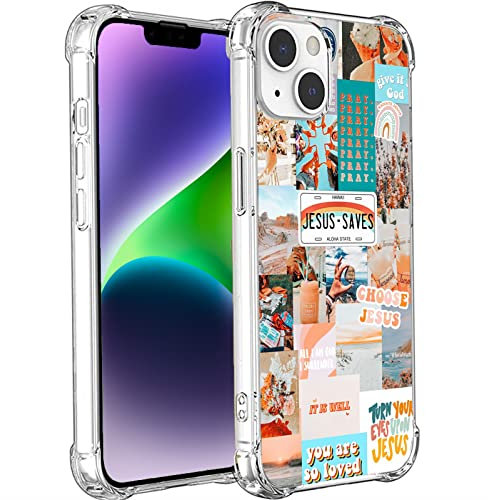 Mehidpur iPhone 14 Case, Christian Quotes & Bible Verses Collage Pattern, Heavy Duty Protection, TPU Material, Military Case