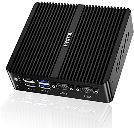 HYSTOU Fanless Mini PC Industrial: Windows 10 Pro Mini PC Celeron J4125 Fanless PC 8GB Ram 256GB SSD para Industrial Home