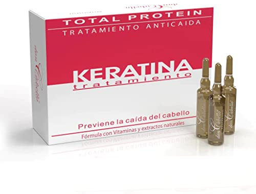 Don Cabello tratamiento Anticaída con Keratina – Ampolletas capilares – Previene la caída del cabello – Extractos naturales – Nutre y fortalece la fibra capilar – 12 Ampollas x 10 ml