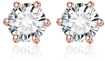 JewelryPalace Rund 0.6ct Moissanite Ohrstecker Silber 925 Damen, Simulierter Diamant Braut Schmuck Set, Ohrringe Silber Mädchen Edelstein, Ohrstecker Silber Klein mit Stein Geschenk Frauen Rosegold