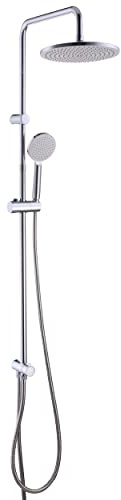 SENSEA - Essential - Duschsstange mit Regendusche und Handbrause - Höhenverstellbar - Duschsset ohne Wasserhahn - Duschsystem ohne Duscharmatur - H. 72/110 cm - Silber - Verchromt - ACS