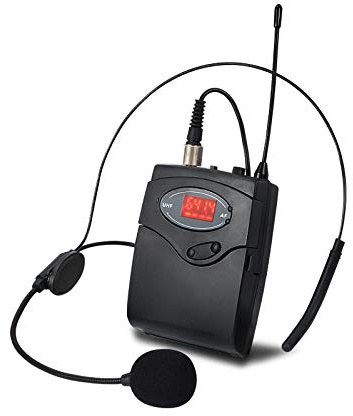 GROCKSTR Ensemble de microphone sans fil avec serre-tête + micro cravate émetteur-récepteur fréquence UHF pour l'enseignement de la parole