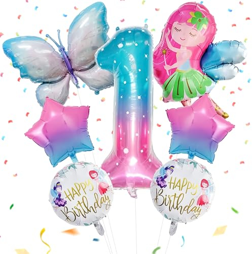 schmetterling geburtstag deko 1 jahre,7 Stück Schmetterlingsballons Bunt Schmetterlinge Geburtstagsdeko,1. Kinder Mädchen Geburtstag Schmetterling Themen Party