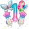 schmetterling geburtstag deko 1 jahre,7 Stück Schmetterlingsballons Bunt Schmetterlinge Geburtstagsdeko,1. Kinder Mädchen Geburtstag Schmetterling Themen Party