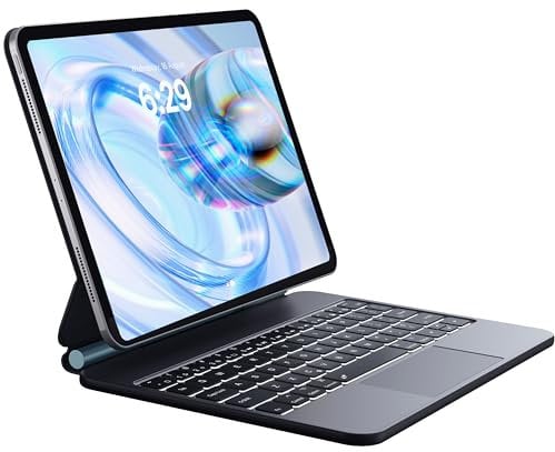 CHESONA iPad Air 11 inch Case with Keyboard M2 2024/M3 2025, Easy-Set Magnetic Stand with Touchpad for iPad Pro 11 (4th/3rd/2nd/1st), Auto-Sleep/Wake & 7-Color Backlit for iPad Air 5/4th, Black