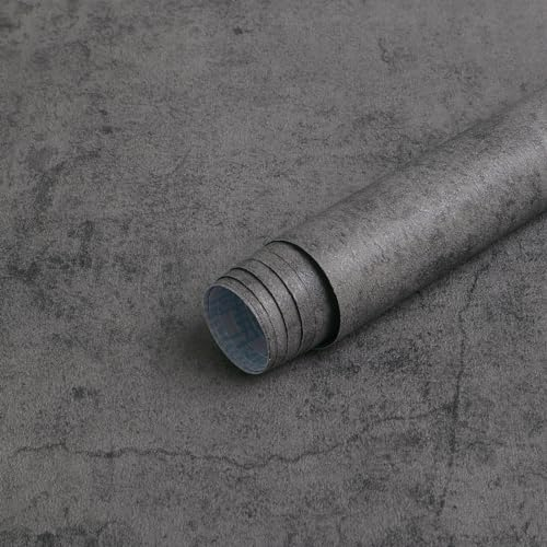 CiCiwind Selbstklebende Tapete Betonoptik 40×500cm Grau Tapeten Wasserdicht Vinyl Klebefolie Wandverkleidung Selbstklebend Verdicken Möbelfolie Selbstklebend für Wand Tisch Arbeitsplatte Möbel Deko